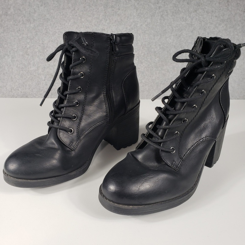 Esmeralda Womens Combat‎ Boots Size 8.5 Black Chunky Lug Sole Lace Up Moto Goth - Picture 10 of 14